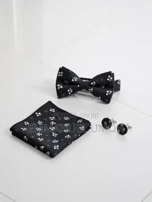 Classic Bow Tie With Cufflinks and Pocket Kerchief
