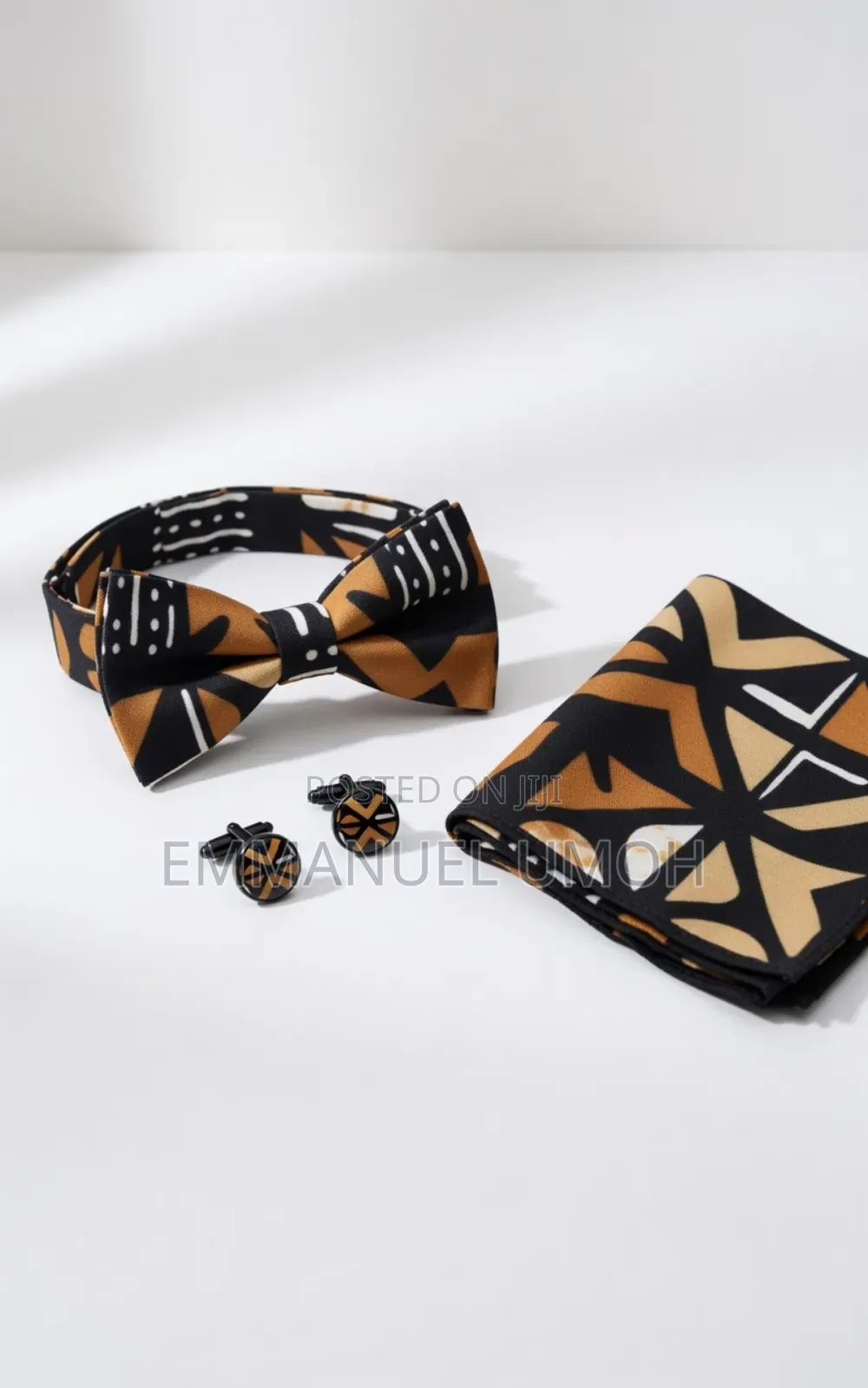 Classic Bow Tie With Cufflinks and Pocket Kerchief