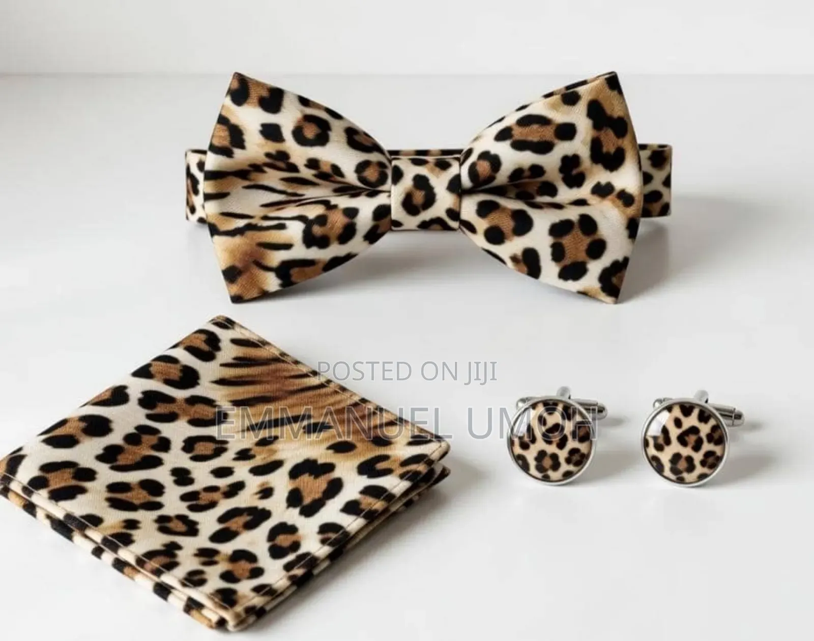 Classic Bow Tie With Cufflinks and Pocket Kerchief