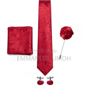 Flying Tie With Pocket Kerchief, Cufflinks and Brooch