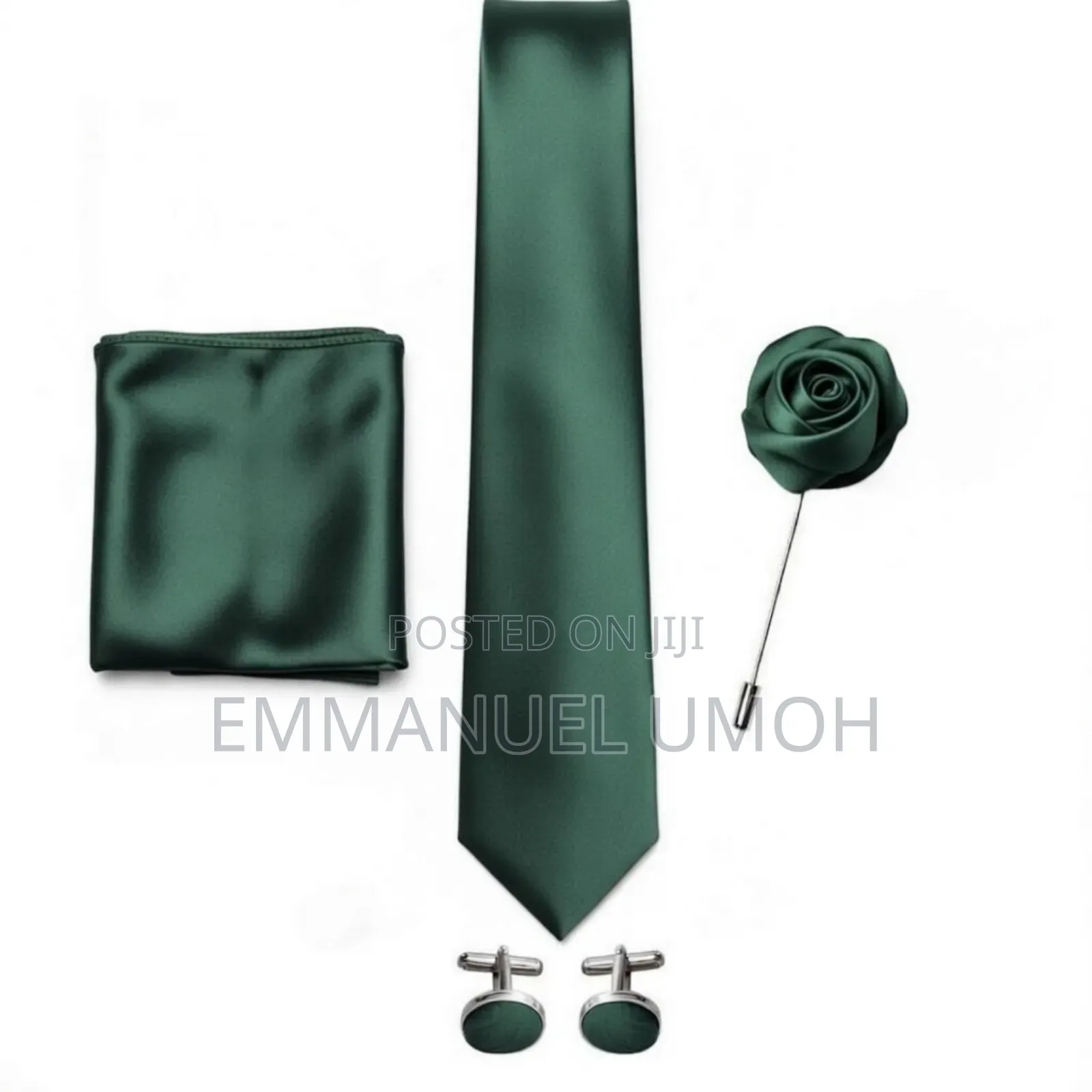 Flying Tie With Pocket Kerchief, Cufflinks and Brooch
