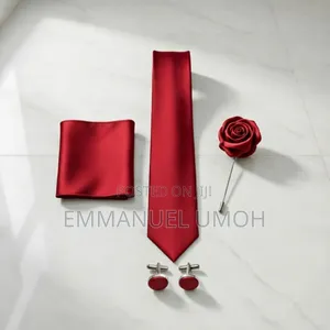 Flying Tie With Pocket Kerchief, Cufflinks and Brooch