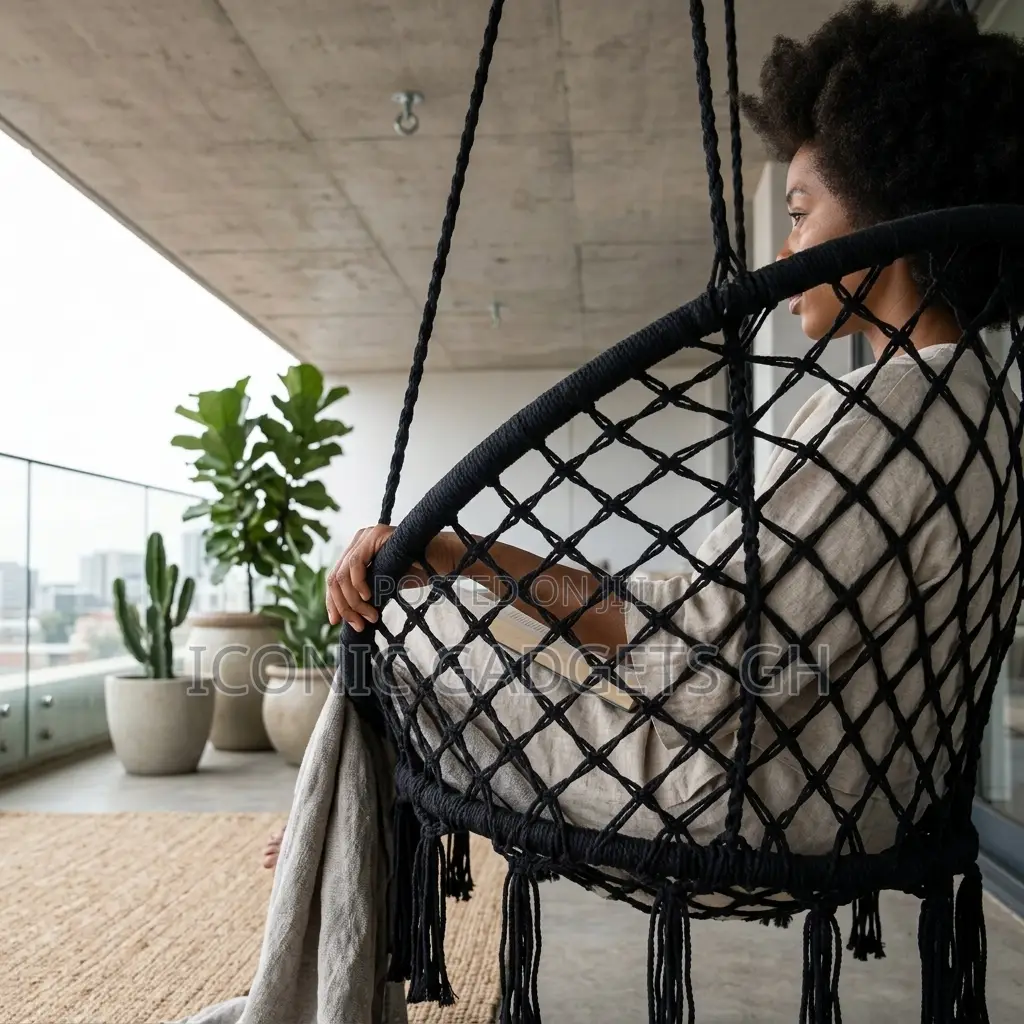 Cotton Hanging Chair Swing – Black
