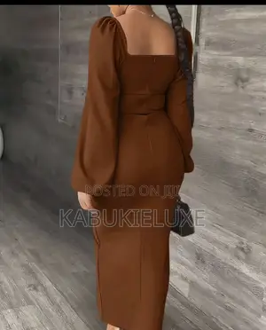 Elegant Coffee Brown Midi Dress