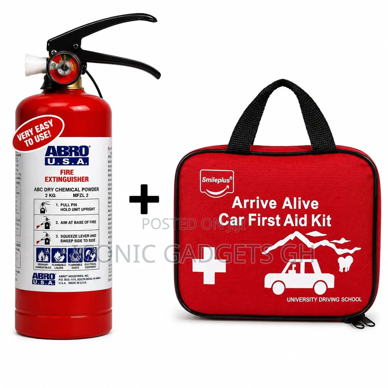 Car Safety Bundle Abro Fire Extinguisher + Arrive Alive First Aid Kit