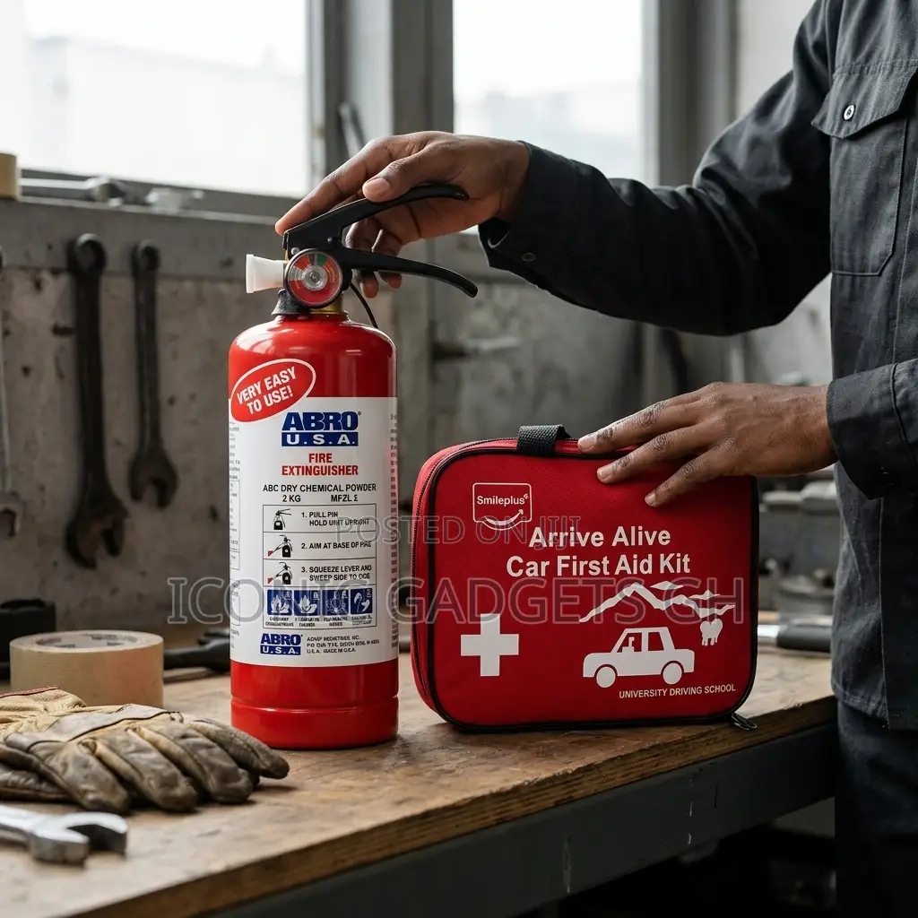 Car Safety Bundle Abro Fire Extinguisher + Arrive Alive First Aid Kit