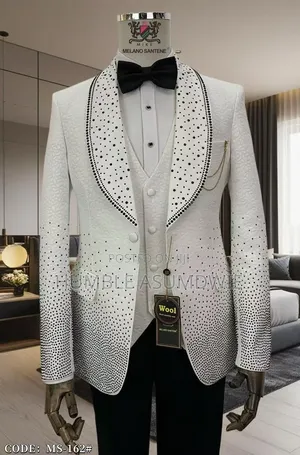 Quality White and Black Designer Suit