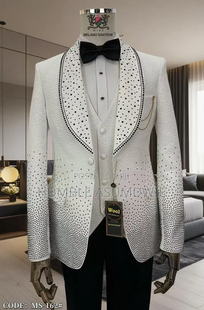 Quality White and Black Designer Suit