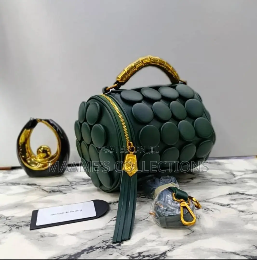 Alexander Wang Button-Textured Cylindrical Barrel Ladies Handbag