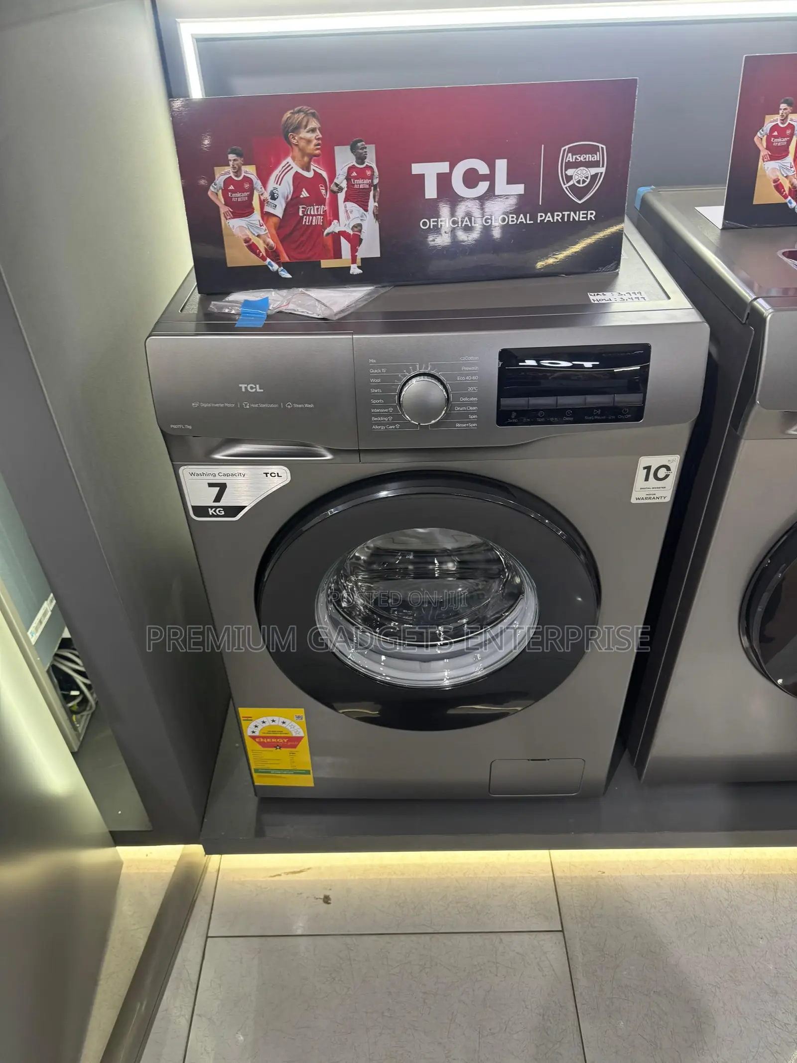 TCL 7kg Front Load Washing Machine | P607fl Steam Wash Led Display