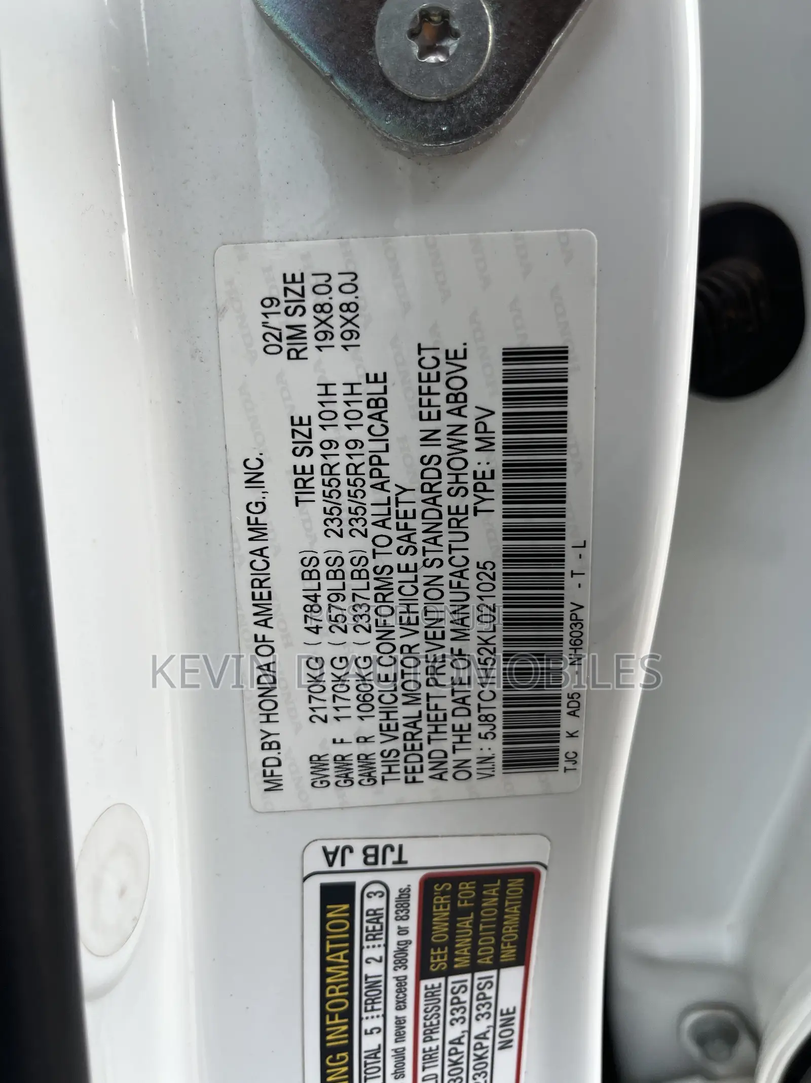 Acura RDX Advance Pkg AWD 2019 White