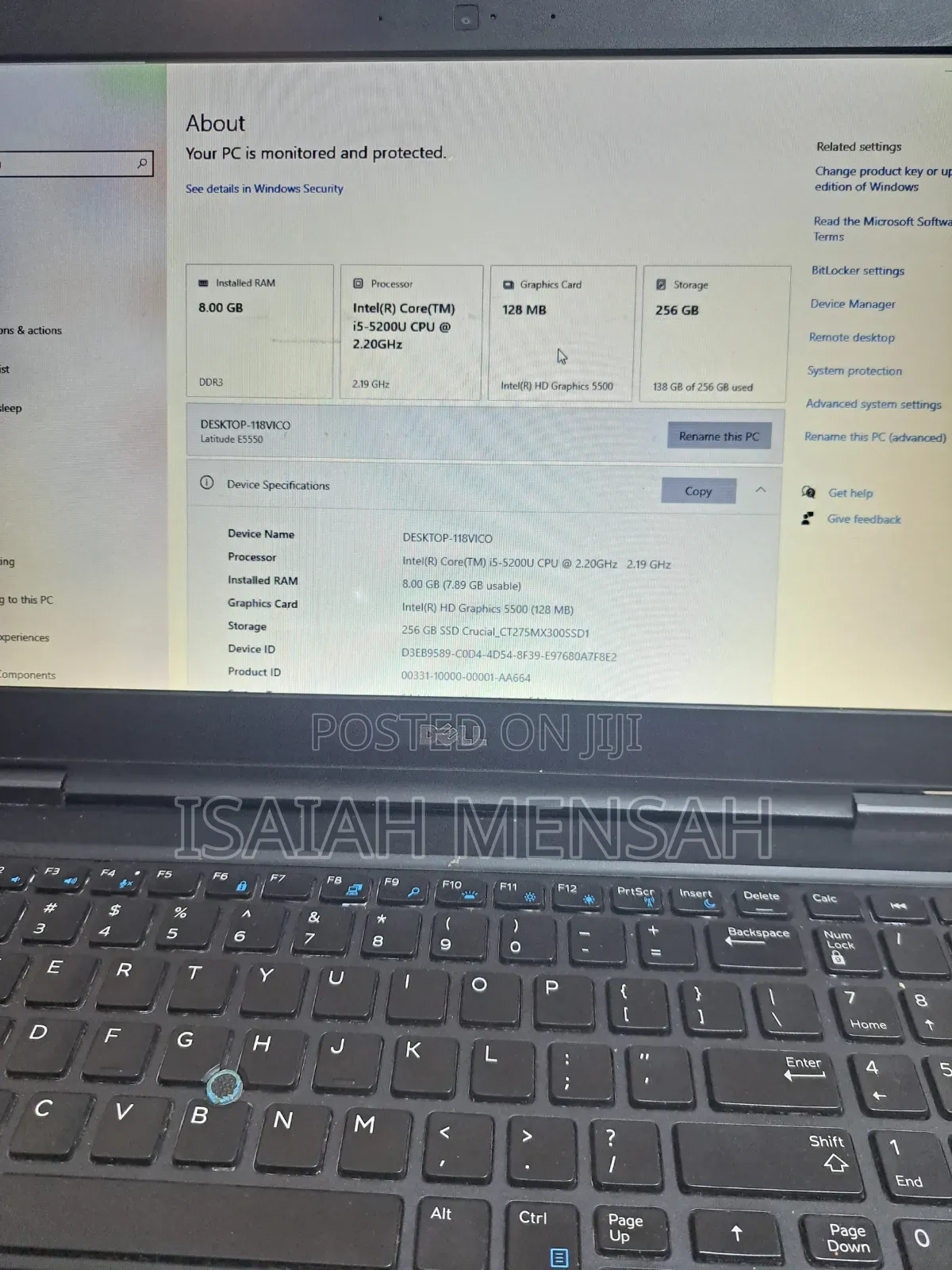 Laptop Dell Latitude 5550 8GB Intel SSD 256GB