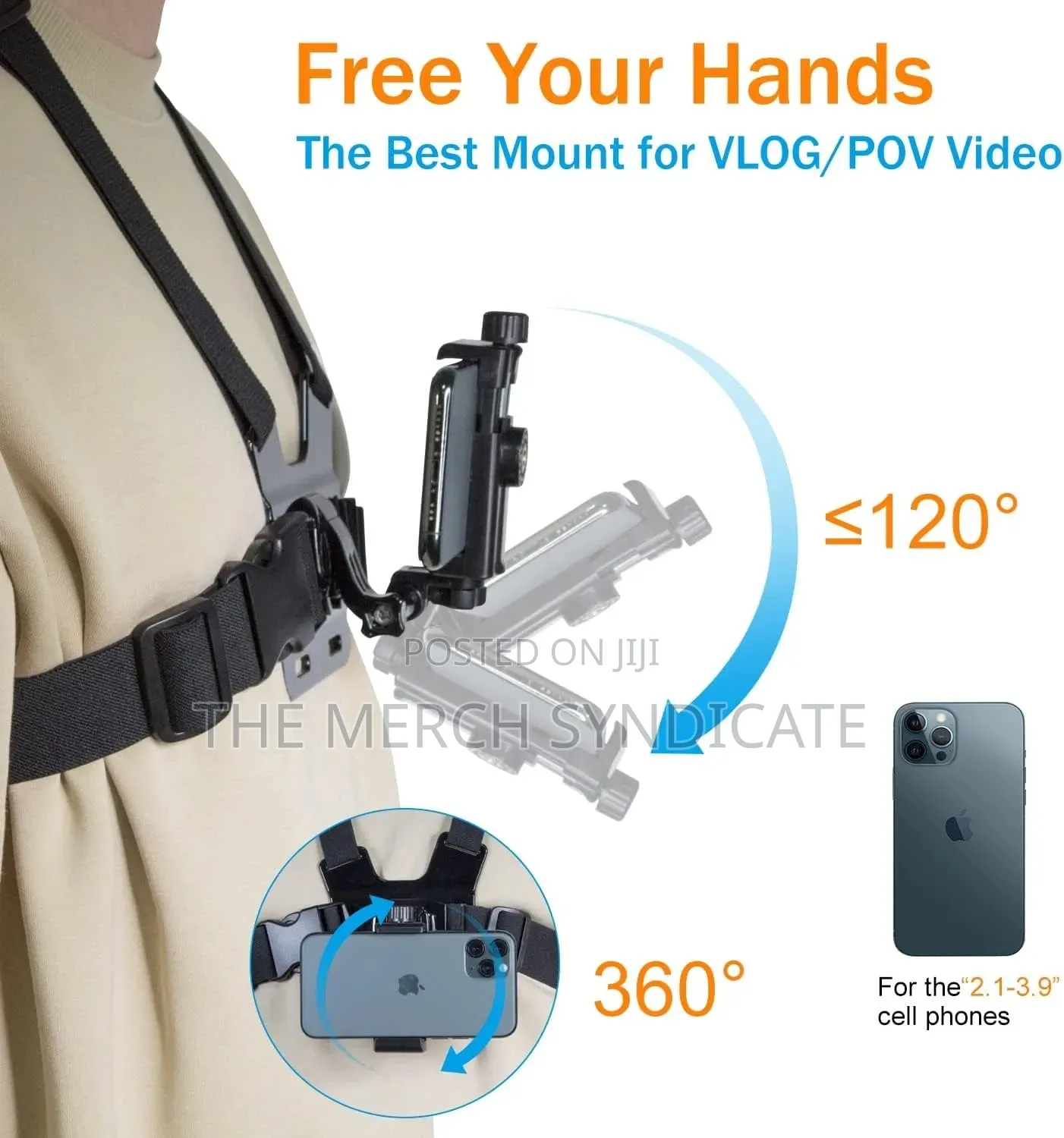 Handsfree Pov Vlog Chest + Head Strap Mount Holder - Phones Cameras