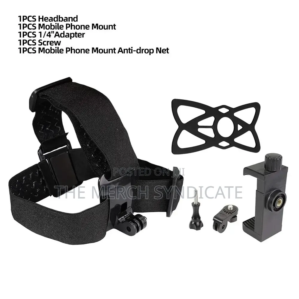 Handsfree Pov Sports Head Mount Holder Strap For Phones, Camera Vlogs