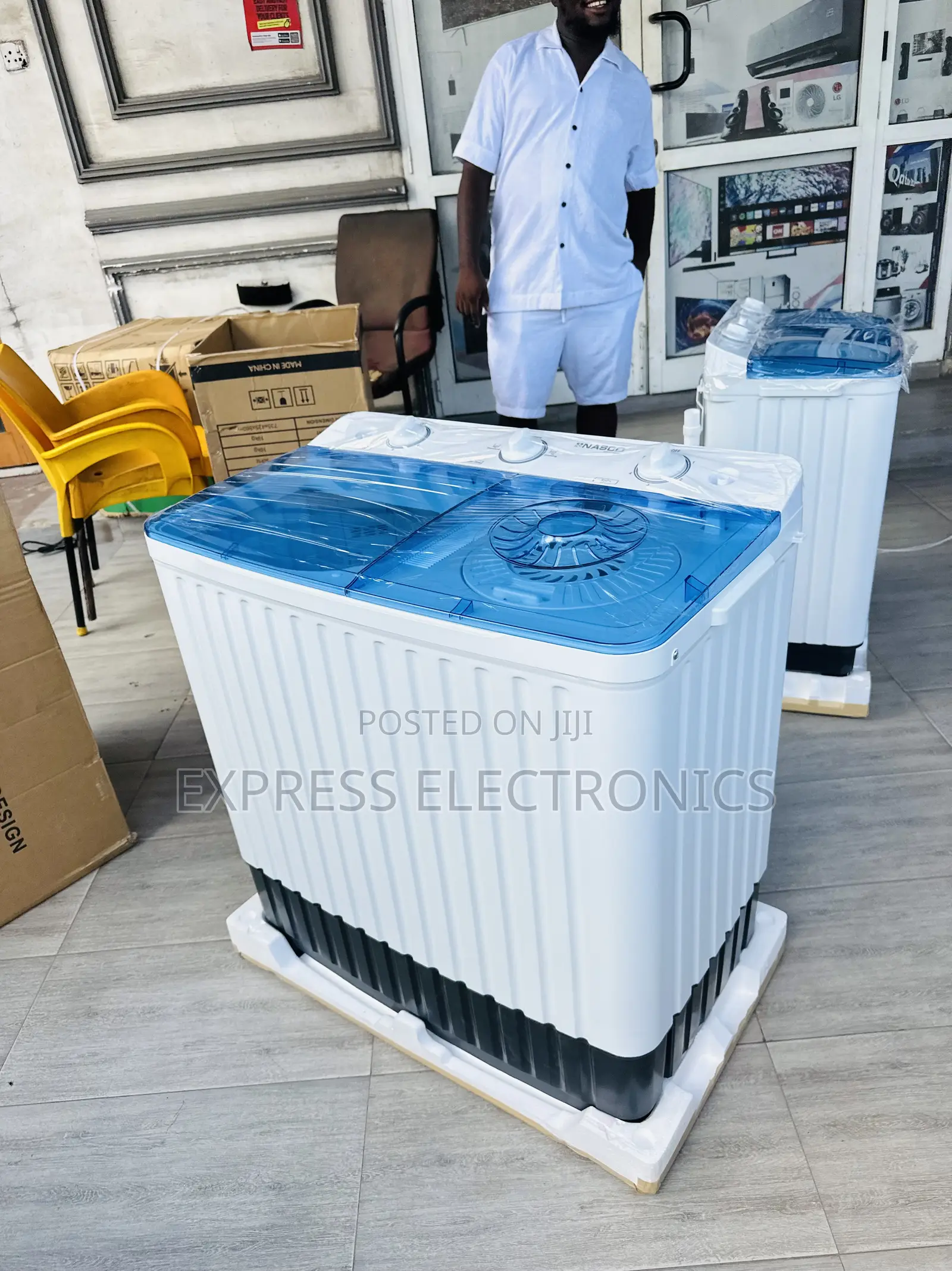 Full Plastic Wm Topload Twintub Nasco 8kg Wash and Spin Fry Semi Auto