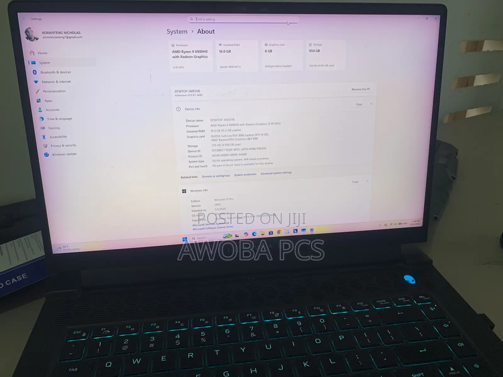 Laptop Alienware M15 R7 16GB AMD Ryzen 9 SSD 1T