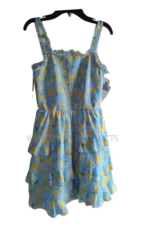 Rare Editions Girls Aqua Lemon Print Dress - 11to 16 Years