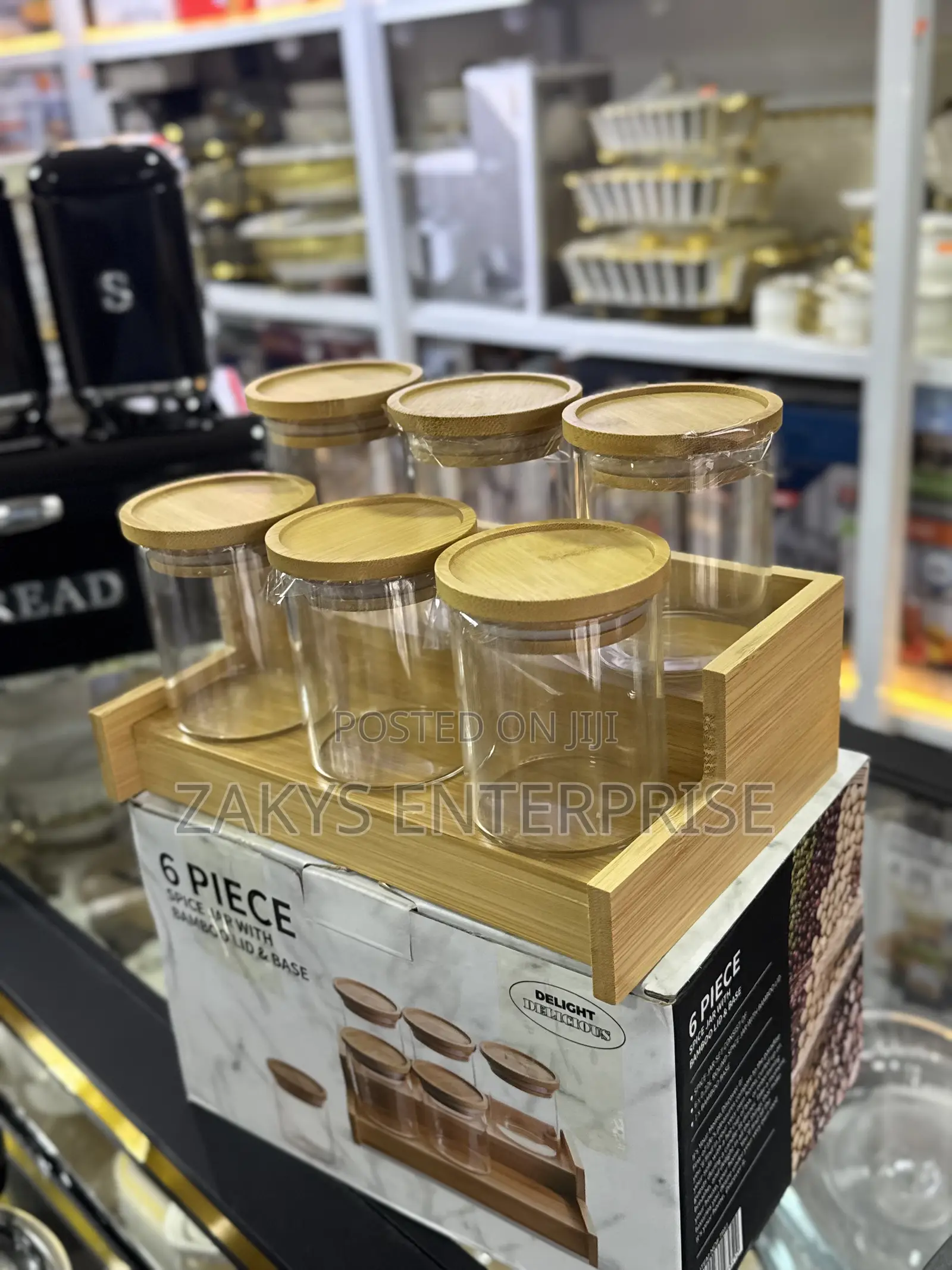 6pcs Spices Glass Jar Set Rack