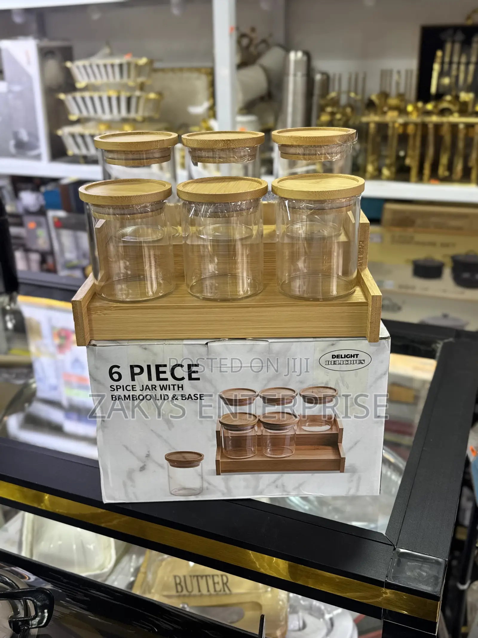 6pcs Spices Glass Jar Set Rack