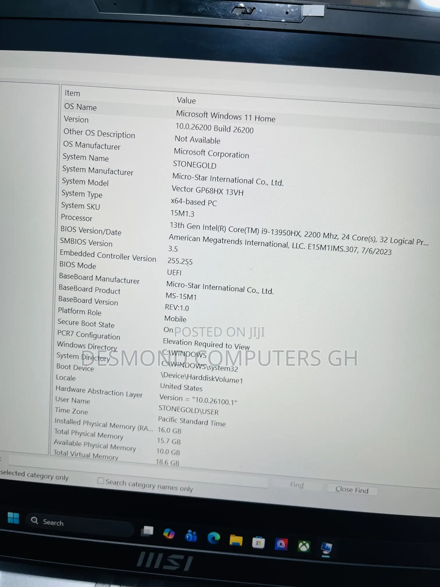 Laptop MSI Vector GP68 HX 13V 16GB Intel Core i9 SSD 1T