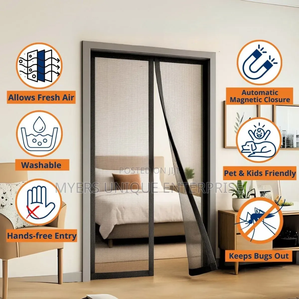 High Quality Magnetic Mosquito Door Net Made of Fiberglass