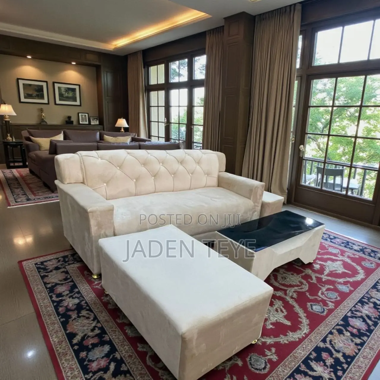 Cream Velvet Material 3 in One Set