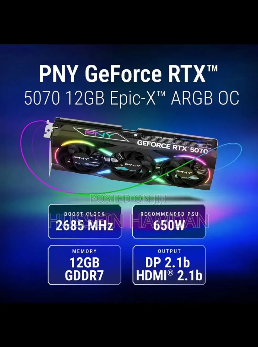 Pny Geforce RTX 5070 Epic-X Argb Oc Triple Fan 12gb Gpu