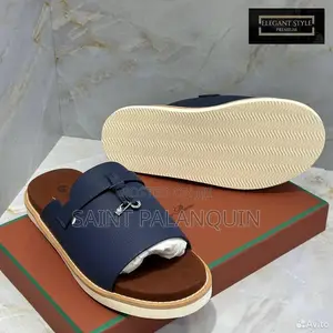 Oro Piana Men's Luxury Sandals Blue Leather.