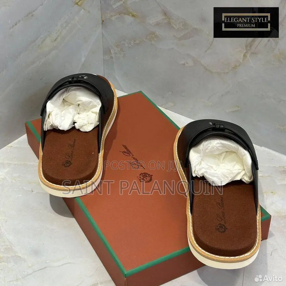 Oro Piana Men's Luxury Sandals Blue Leather.