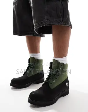 Timberland Premium 6-Inch Waterproof Boots in a Black and Dark Green