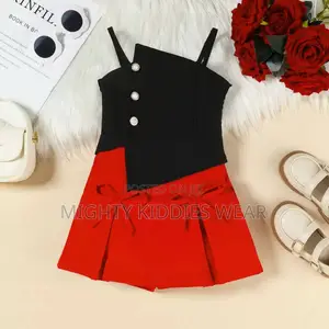 Girls' Strap Top + Bow Short Skirt Set Age 3-6yrs Only