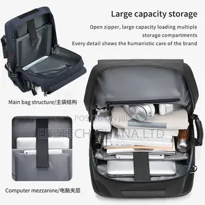 Large Capacity Travel Backpack, Waterproof, Anti Theft Usb Bag