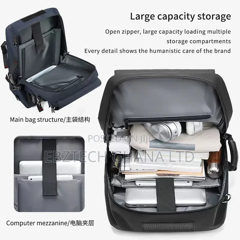 Large Capacity Travel Backpack, Waterproof, Anti Theft Usb Bag