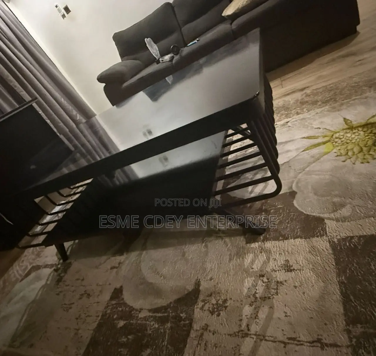 Black Modern Coffee Table With Shelf