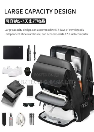 Large Capacity Travel Backpack, Waterproof, Anti Theft Usb Bag