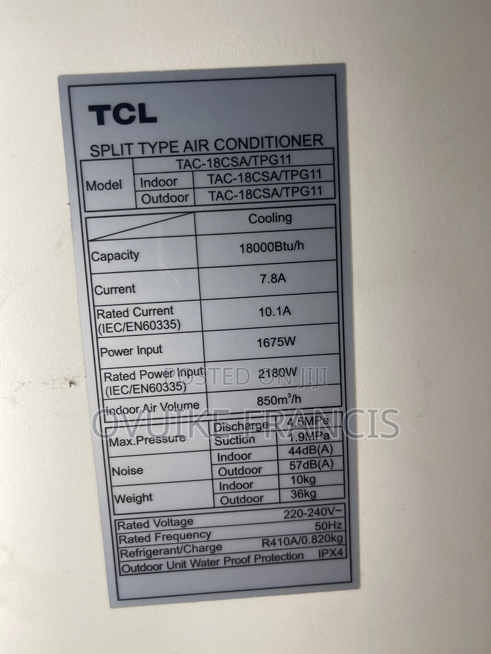Home Used TCL 2.0h Air Conditioner in Very Good Condition