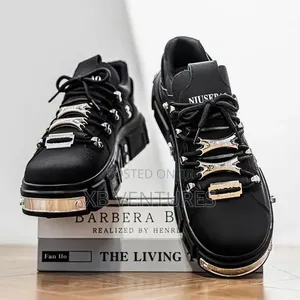 Hip-Hop Rock Festival Party Lace-Up Platform Sneakers-Black