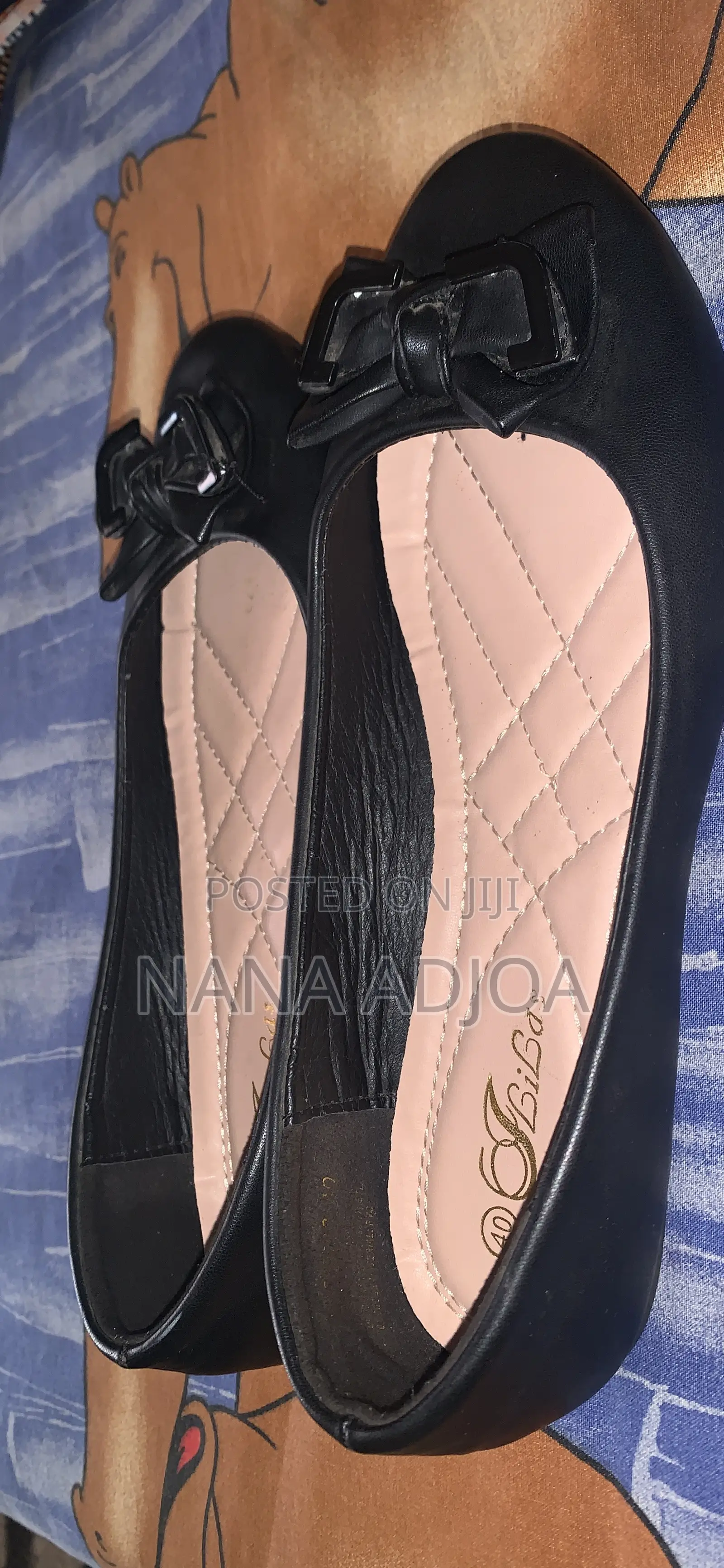 Black Leather Flats (Julia Brand)-Fast Sale