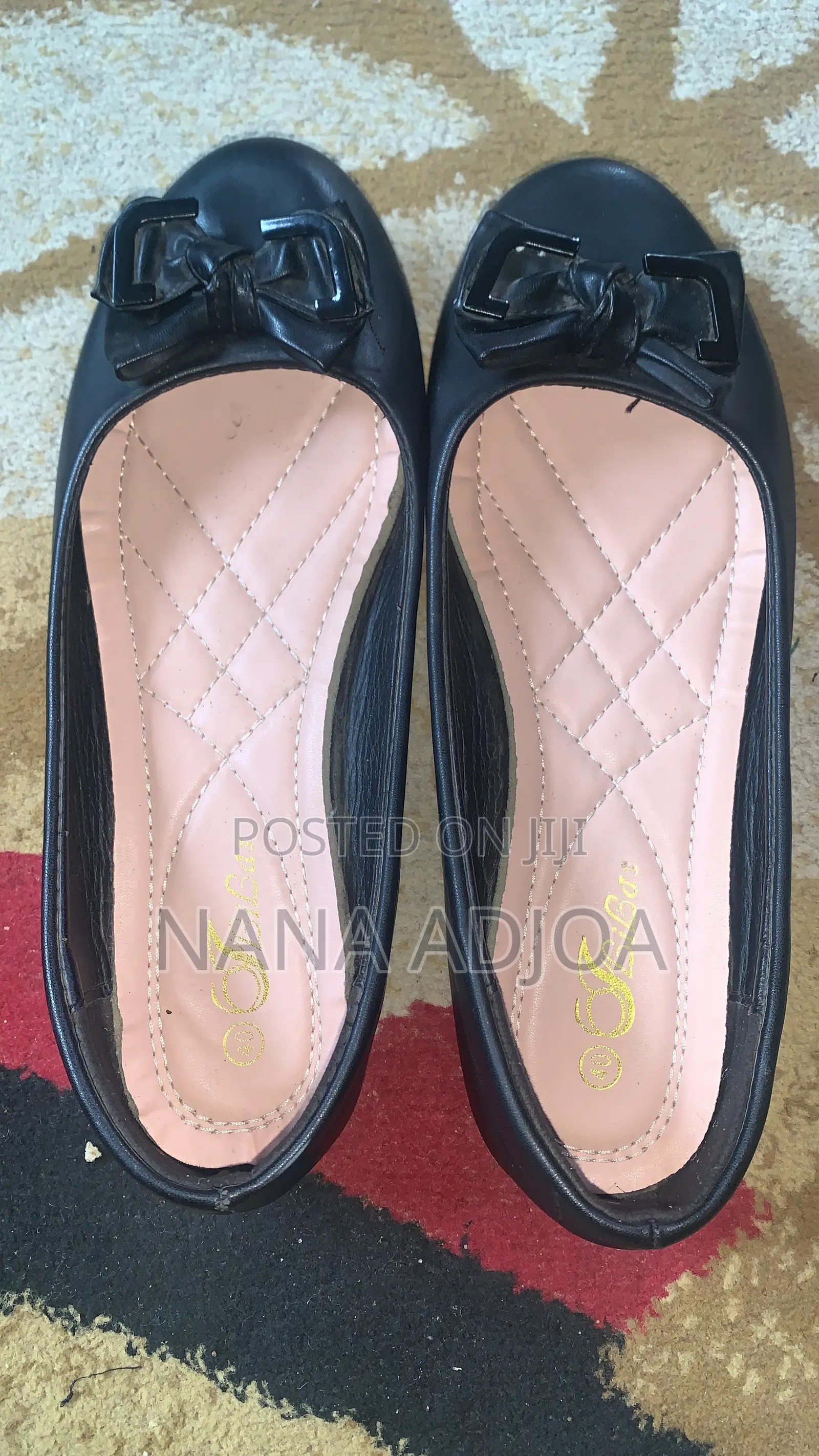 Black Leather Flats (Julia Brand)-Fast Sale
