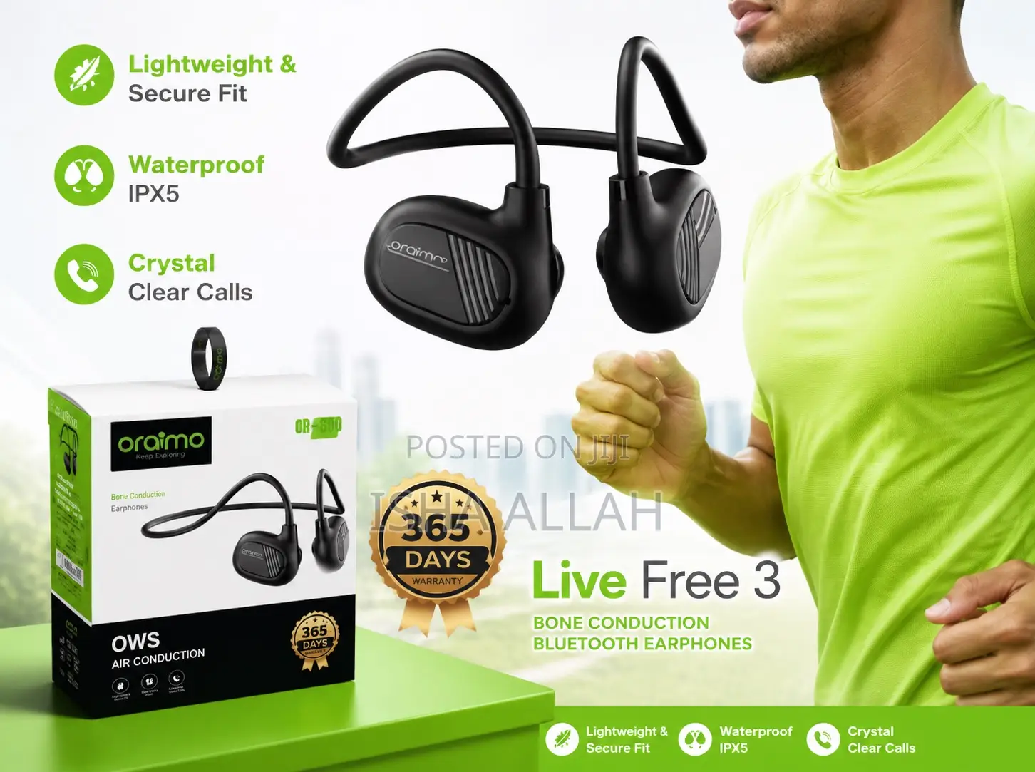 Oraimo Mz-G100 Sportflow Wireless Headset Move Free. Stay Connected.