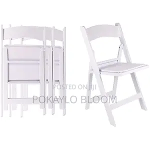Matte Black and Matte White Resin Folding Chairs With Padded Seats