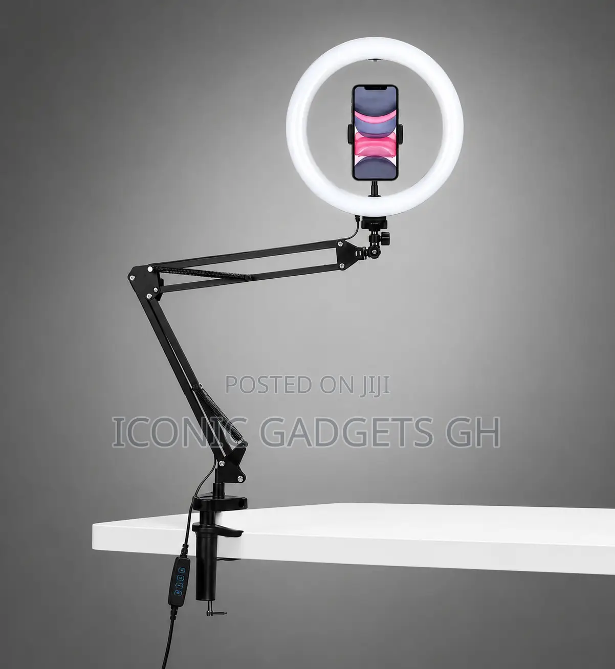 10" Led Ring Light Kit With Foldable Arm Stand Phone Clamp