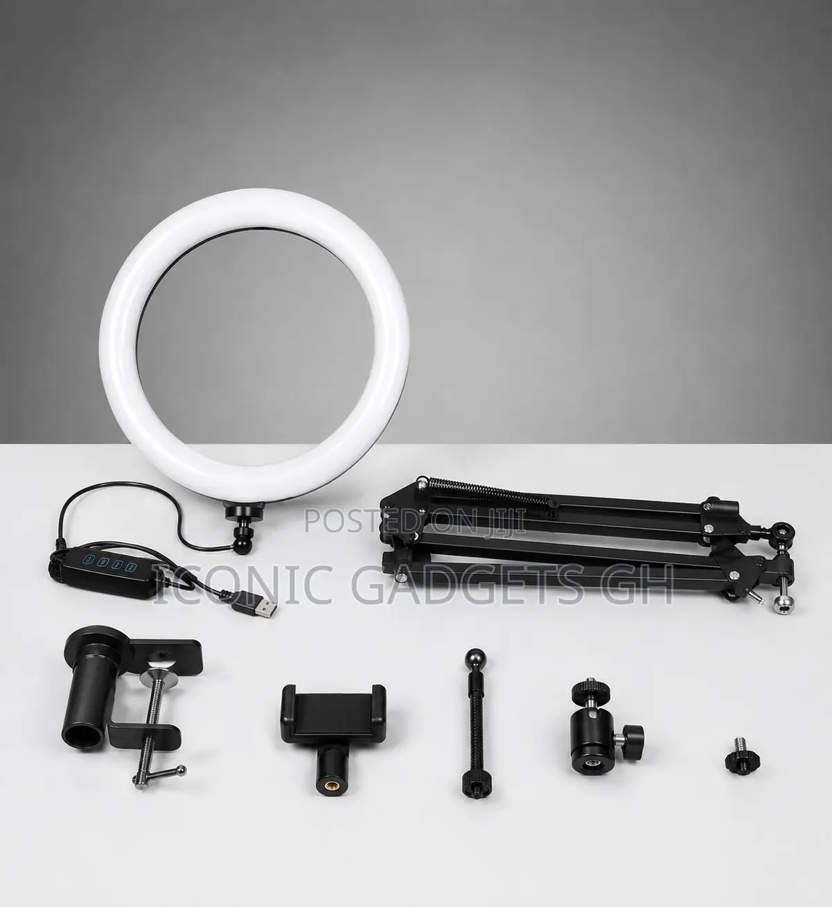 10" Led Ring Light Kit With Foldable Arm Stand Phone Clamp