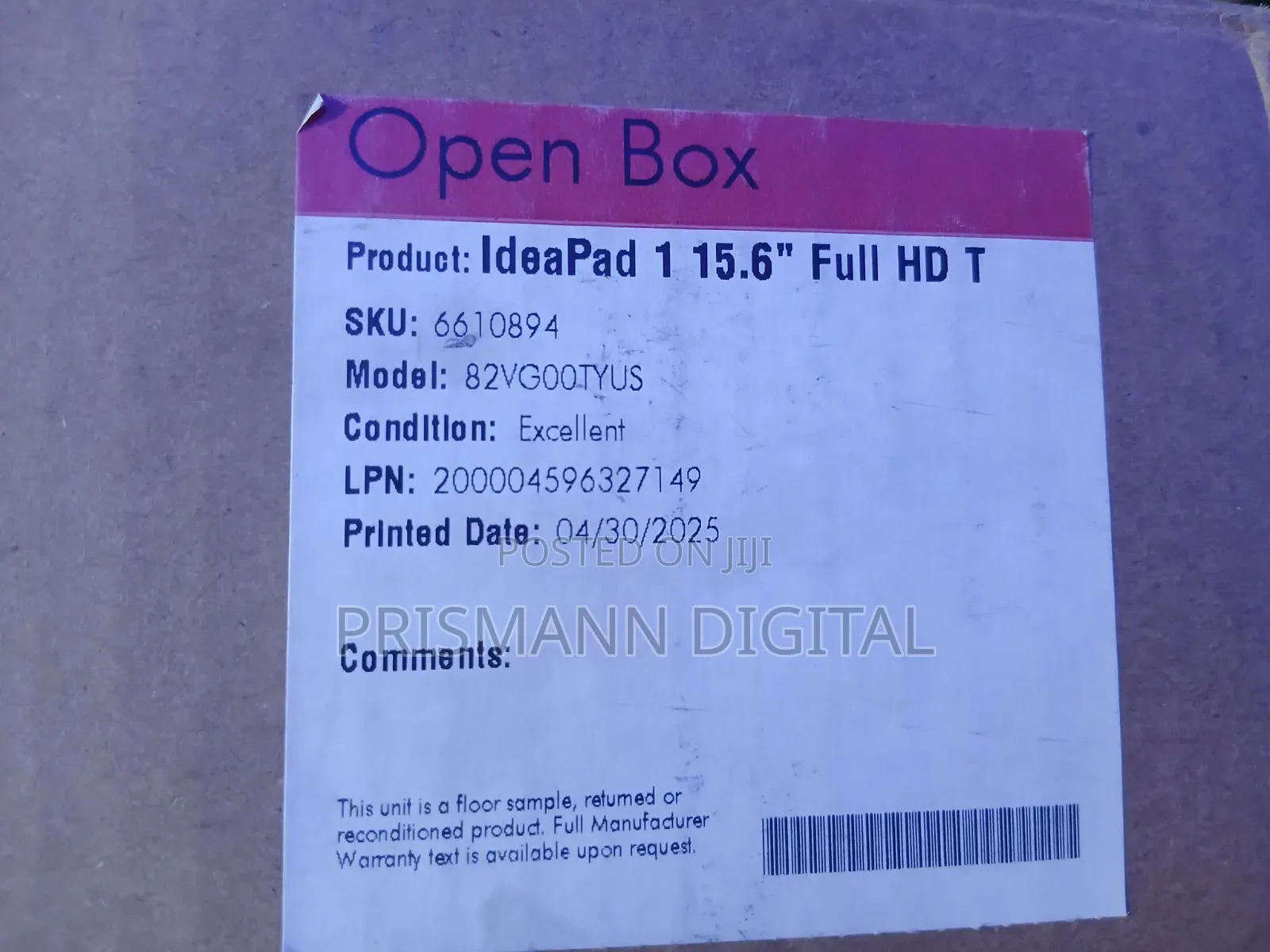 New Laptop Lenovo IdeaPad 1 8GB AMD Ryzen 5 SSD 256GB