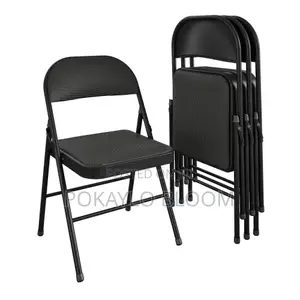 Mainstays Black Fabric Padded Folding Chairs and Durable Steel Frame.
