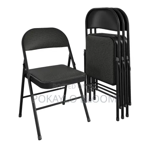 Mainstays Black Fabric Padded Folding Chairs and Durable Steel Frame.