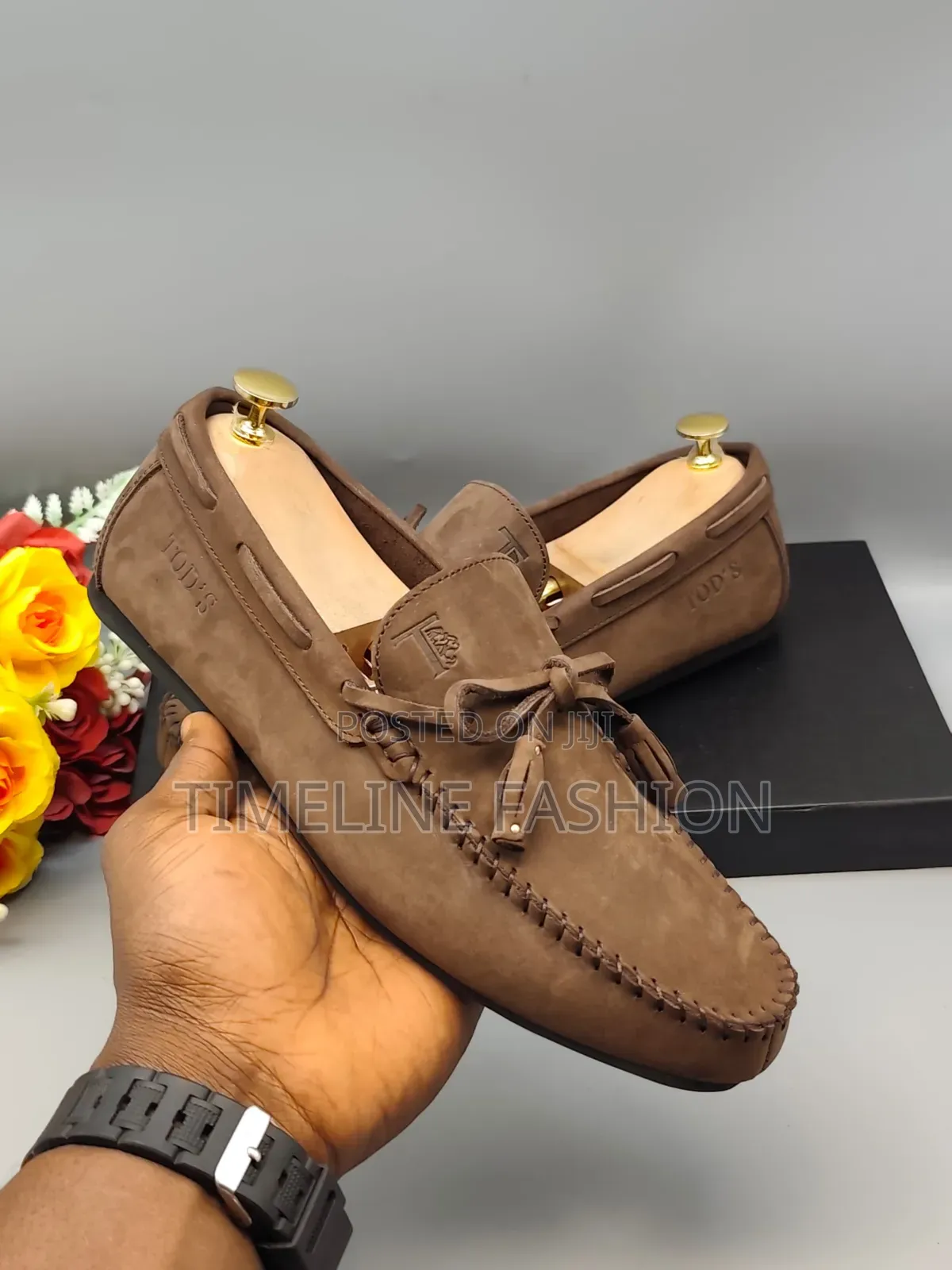 Tods Coffee Brown Suede Ring My Bell Men's Loafers