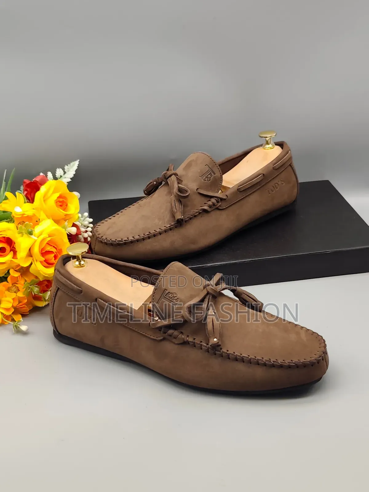 Tods Coffee Brown Suede Ring My Bell Men's Loafers