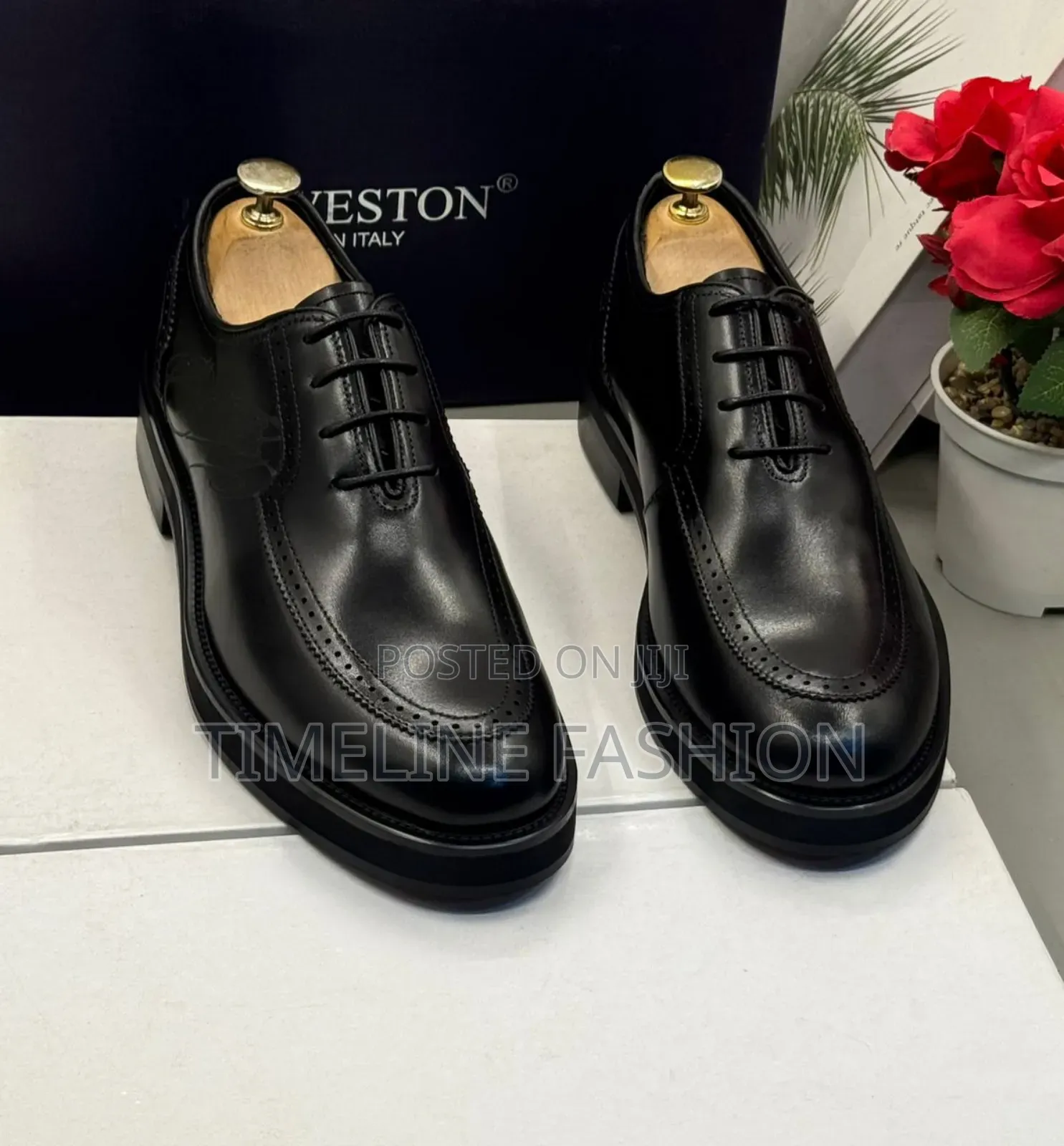 Brand New J M Weston Men's Leather Shoes All Black