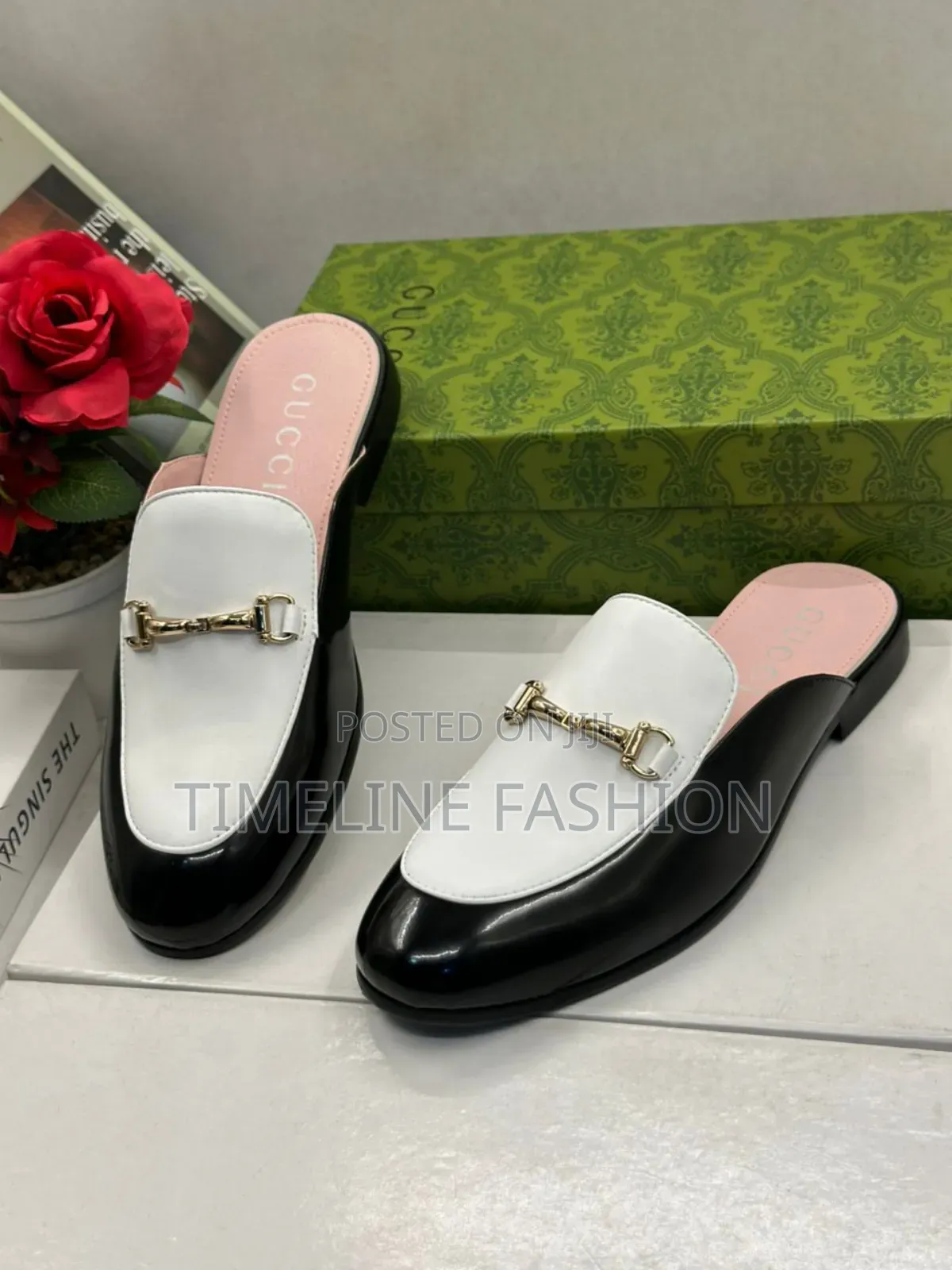 Black and White Gucci Executive Men's Half Shoes